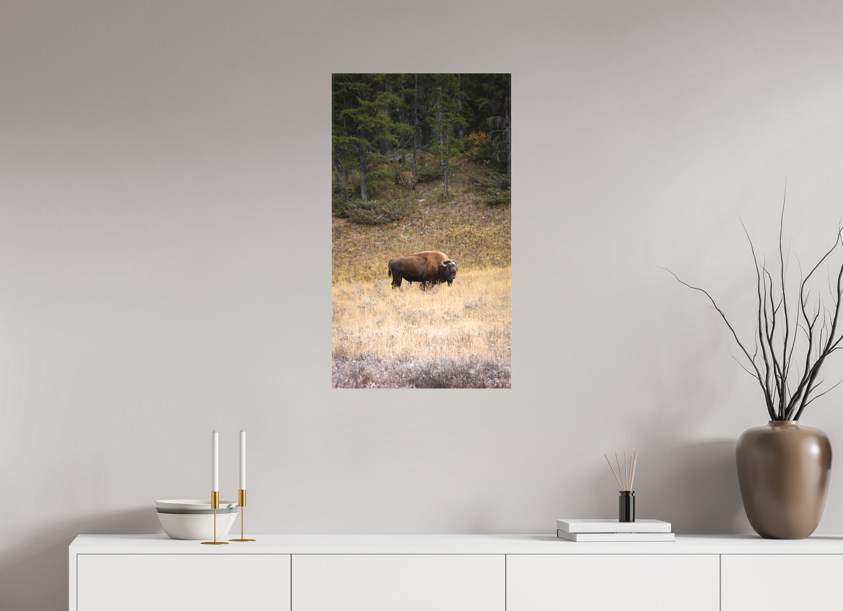 18 x 32″, Matte Canvas Stretcher Frosty Yellowstone Morning
