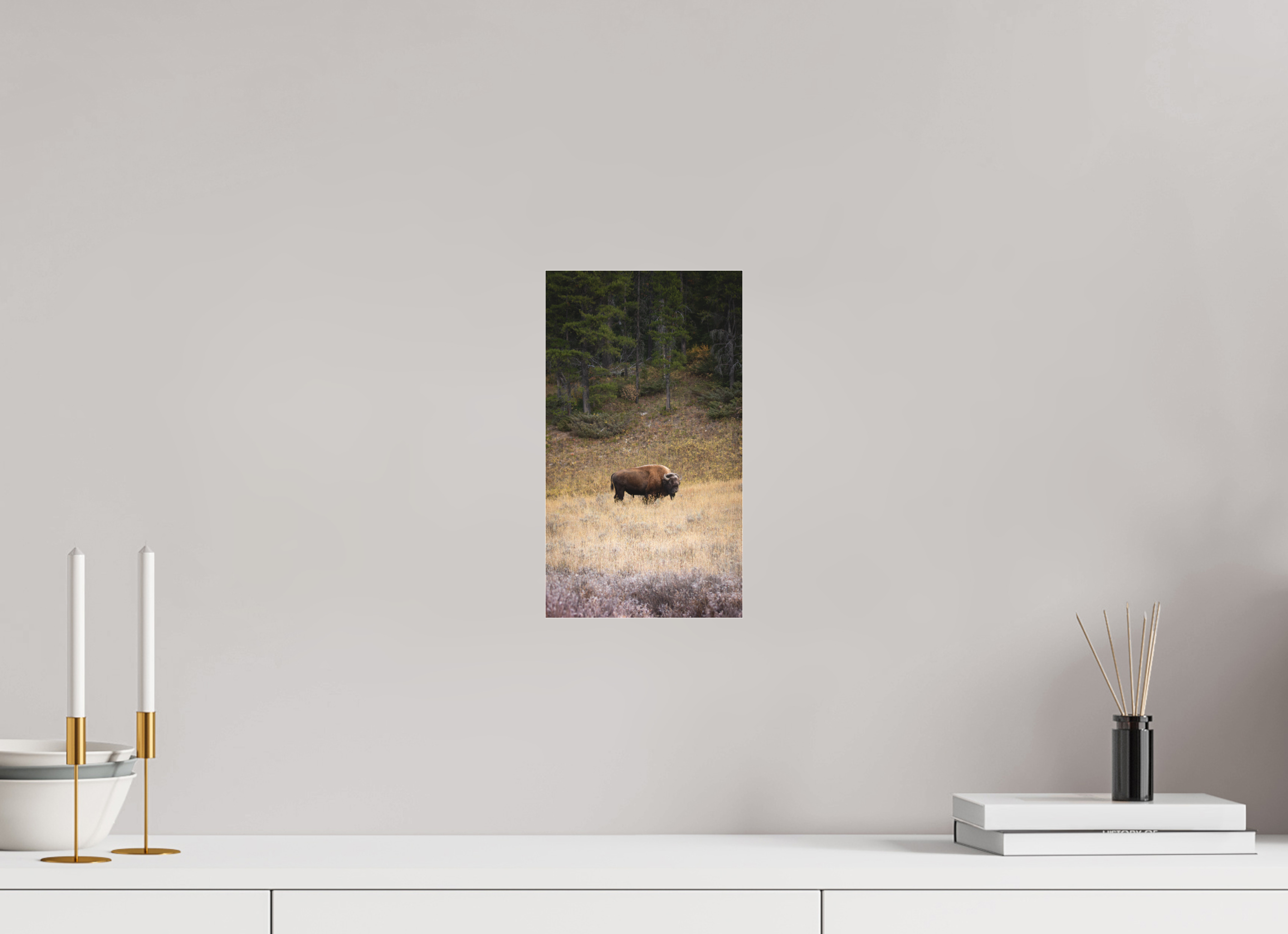 6.8 x 12″, Photo Print Under Matte Acrylic Glass Frosty Yellowstone Morning