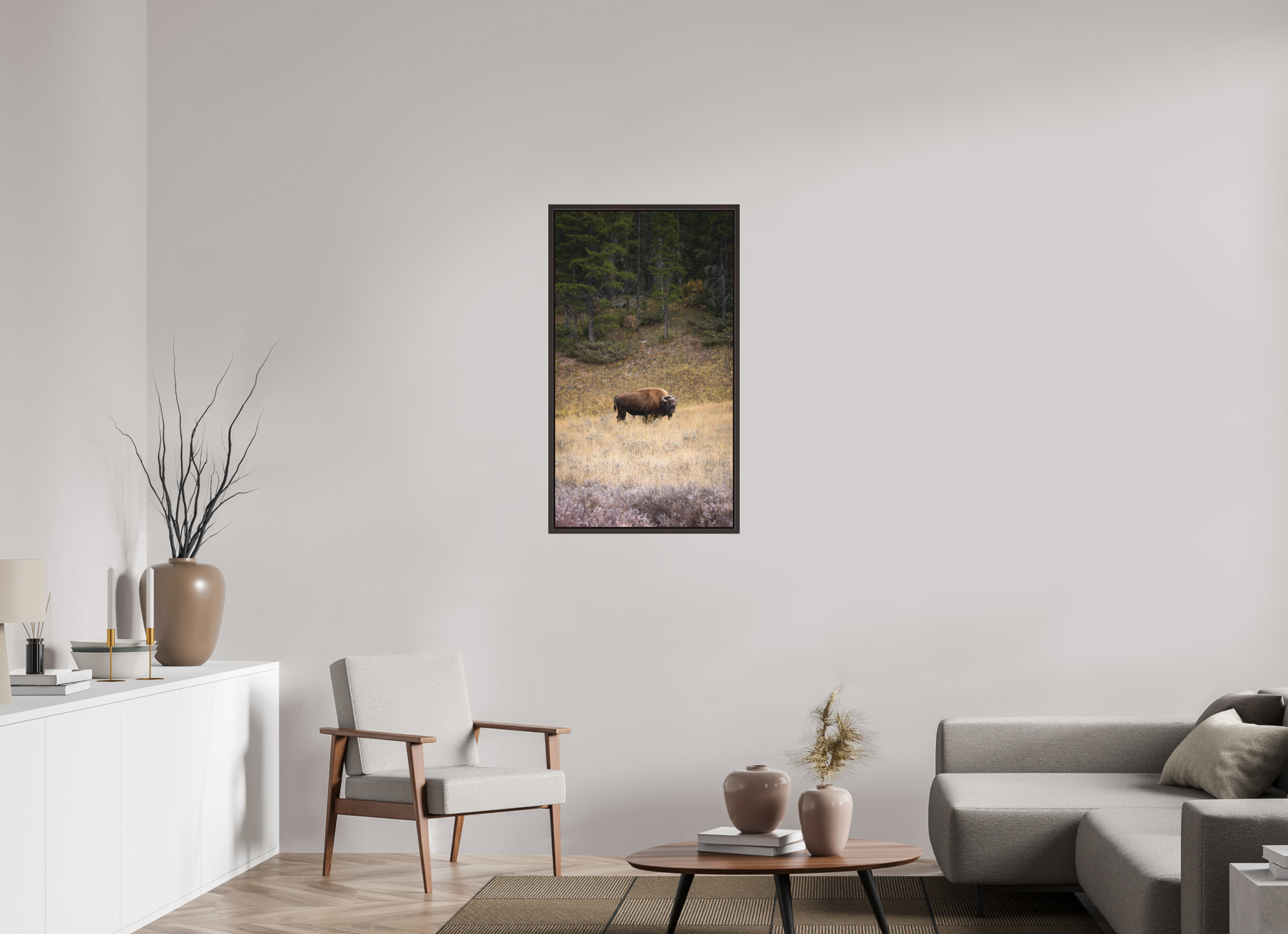 22.5 x 40″, Floater Frame Matte Frosty Yellowstone Morning