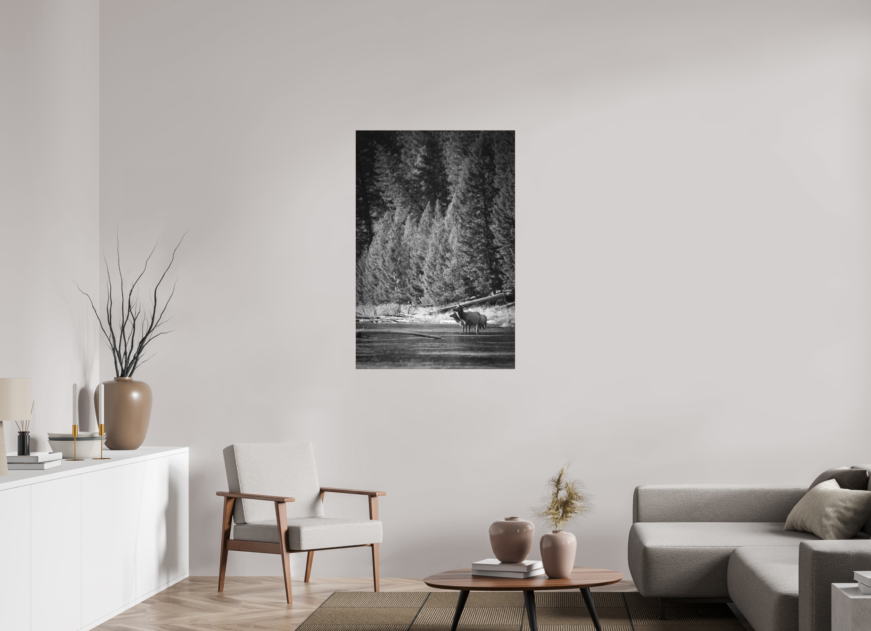 30 x 45″, B&W Photo Print Under Acrylic Glass River Refuge
