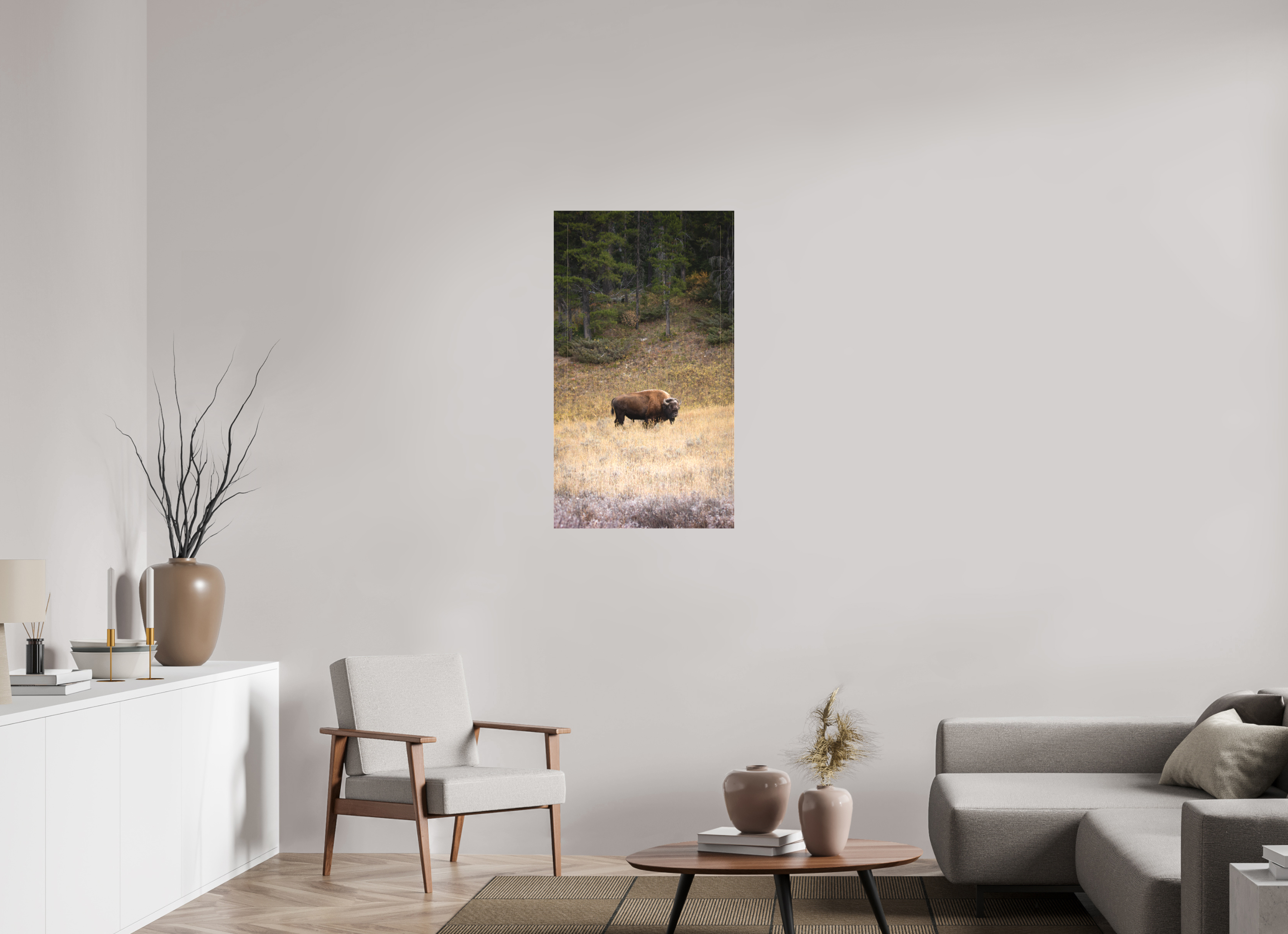22.5 x 40″, Matte Canvas Stretcher Frosty Yellowstone Morning