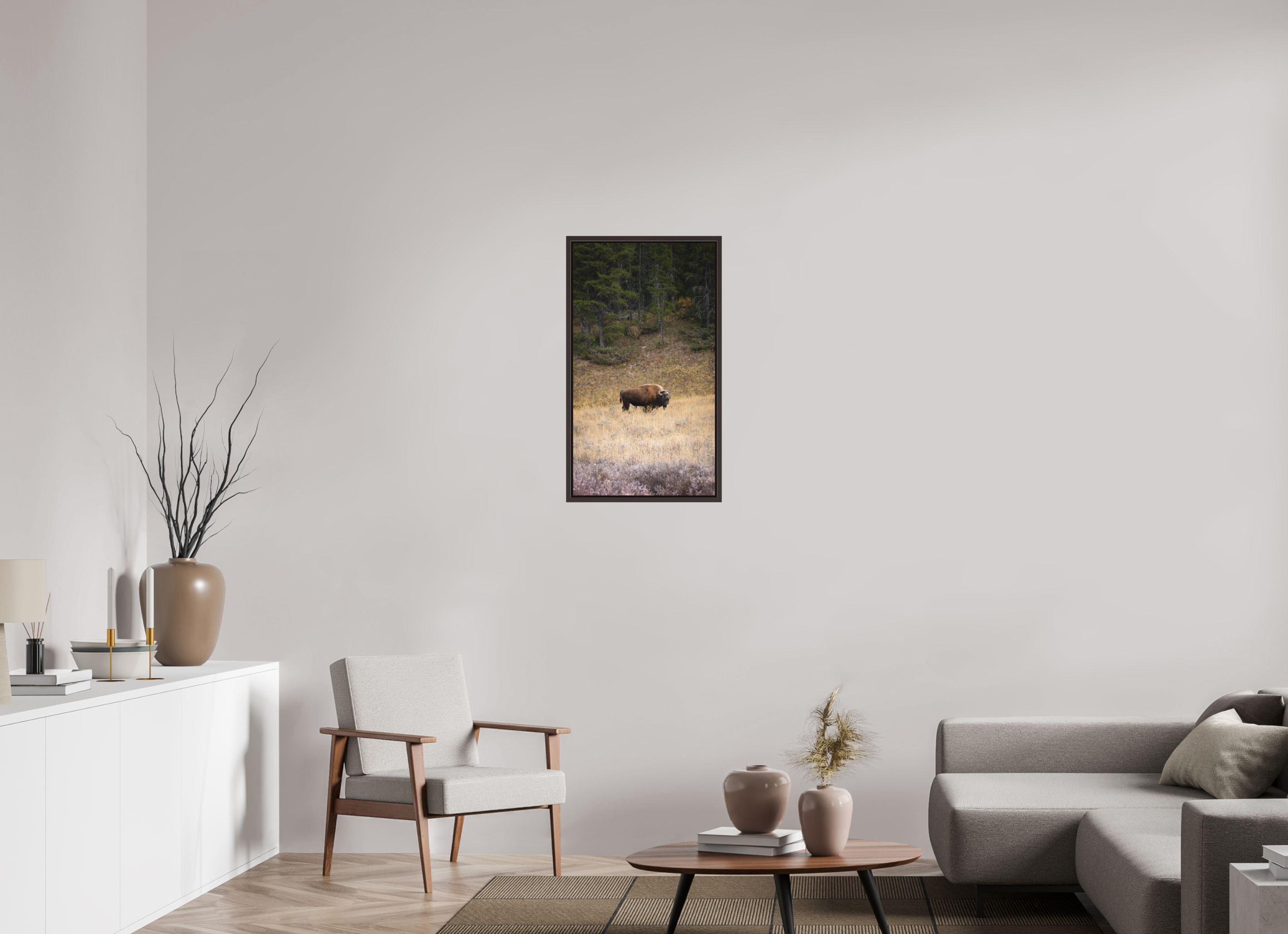 18 x 32″, Floater Frame Matte Frosty Yellowstone Morning