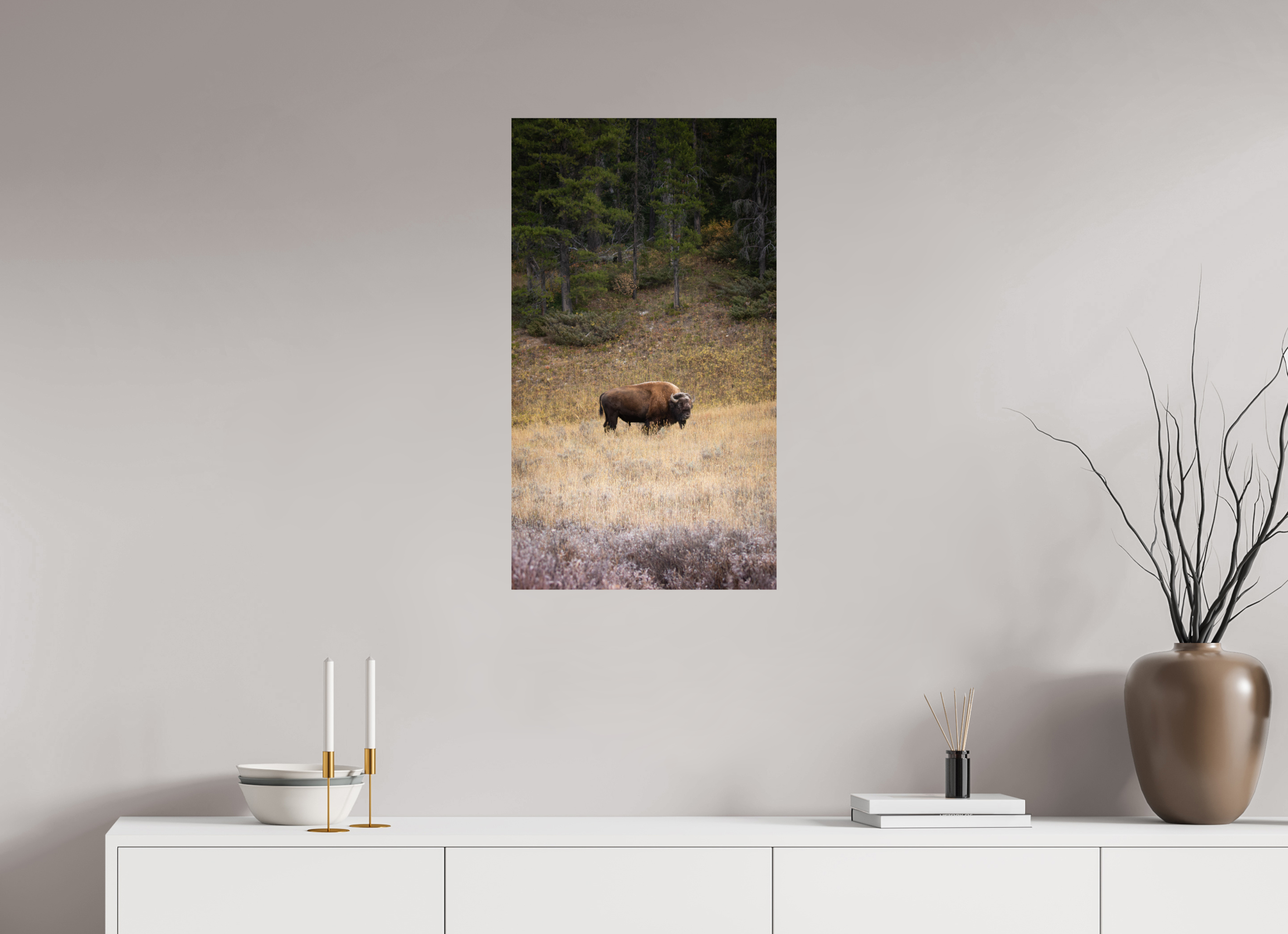 18 x 32″, Fine Art Print Frosty Yellowstone Morning