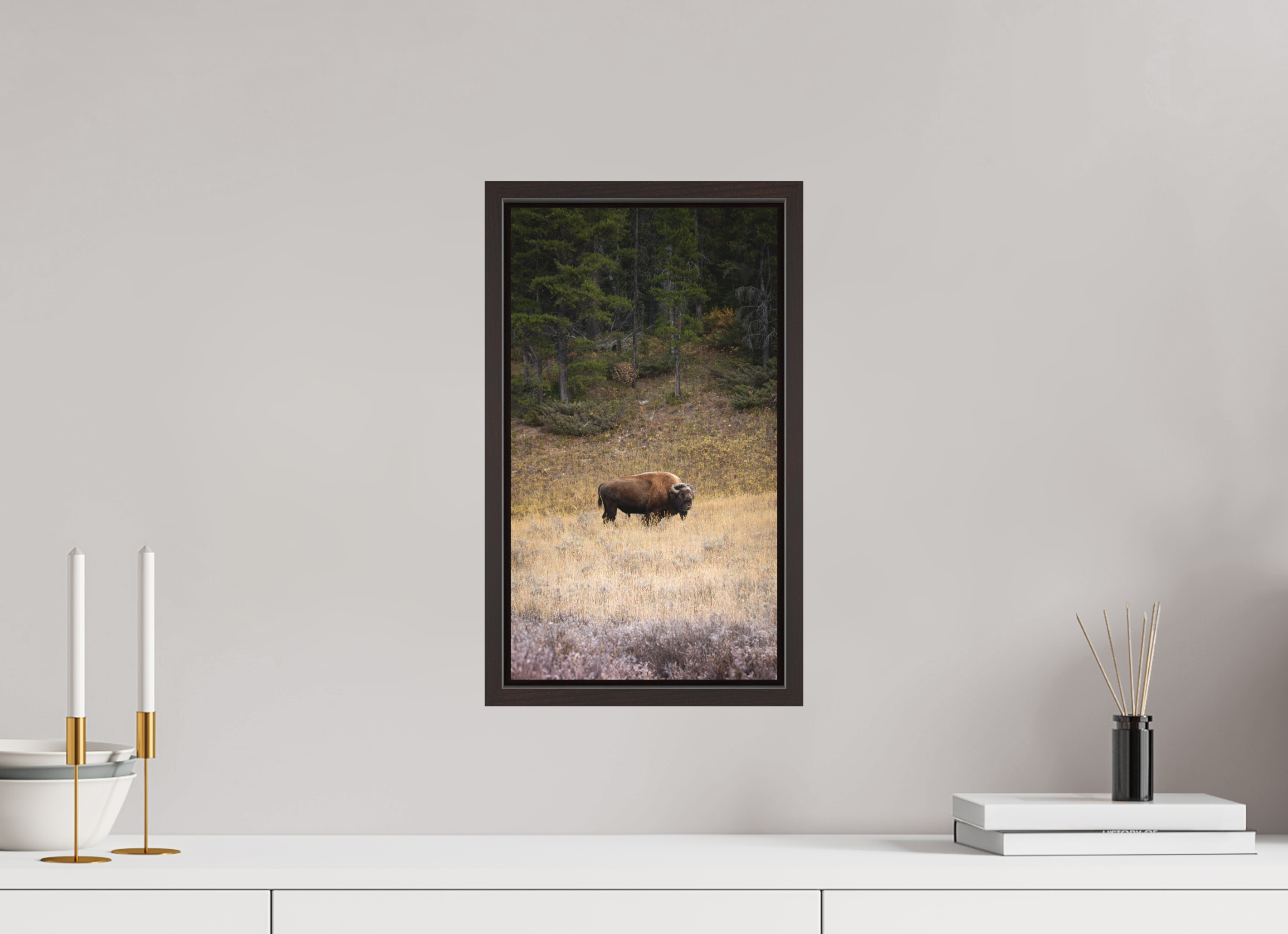 9 x 16″, Floater Frame Matte Frosty Yellowstone Morning