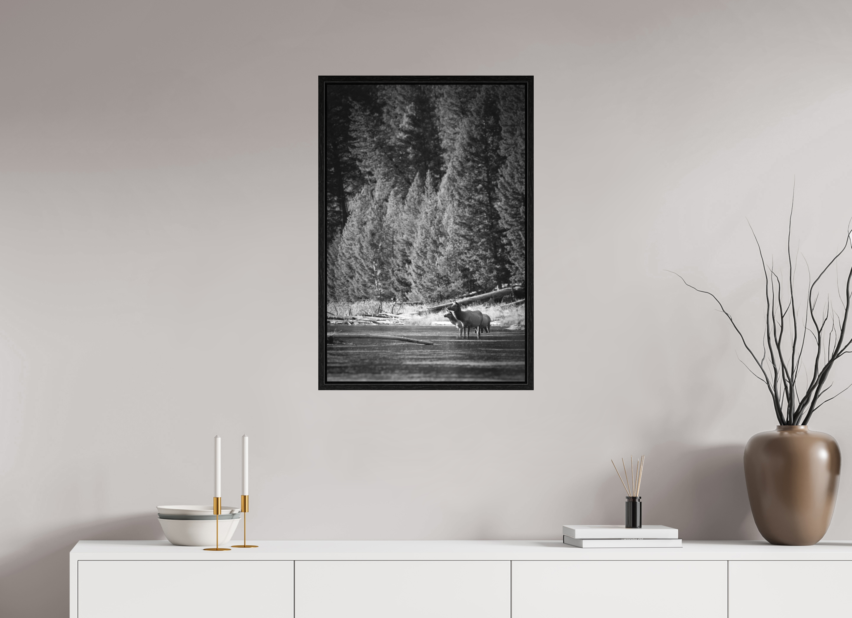 20 x 30″, Floater Frame Ilford B&W River Refuge