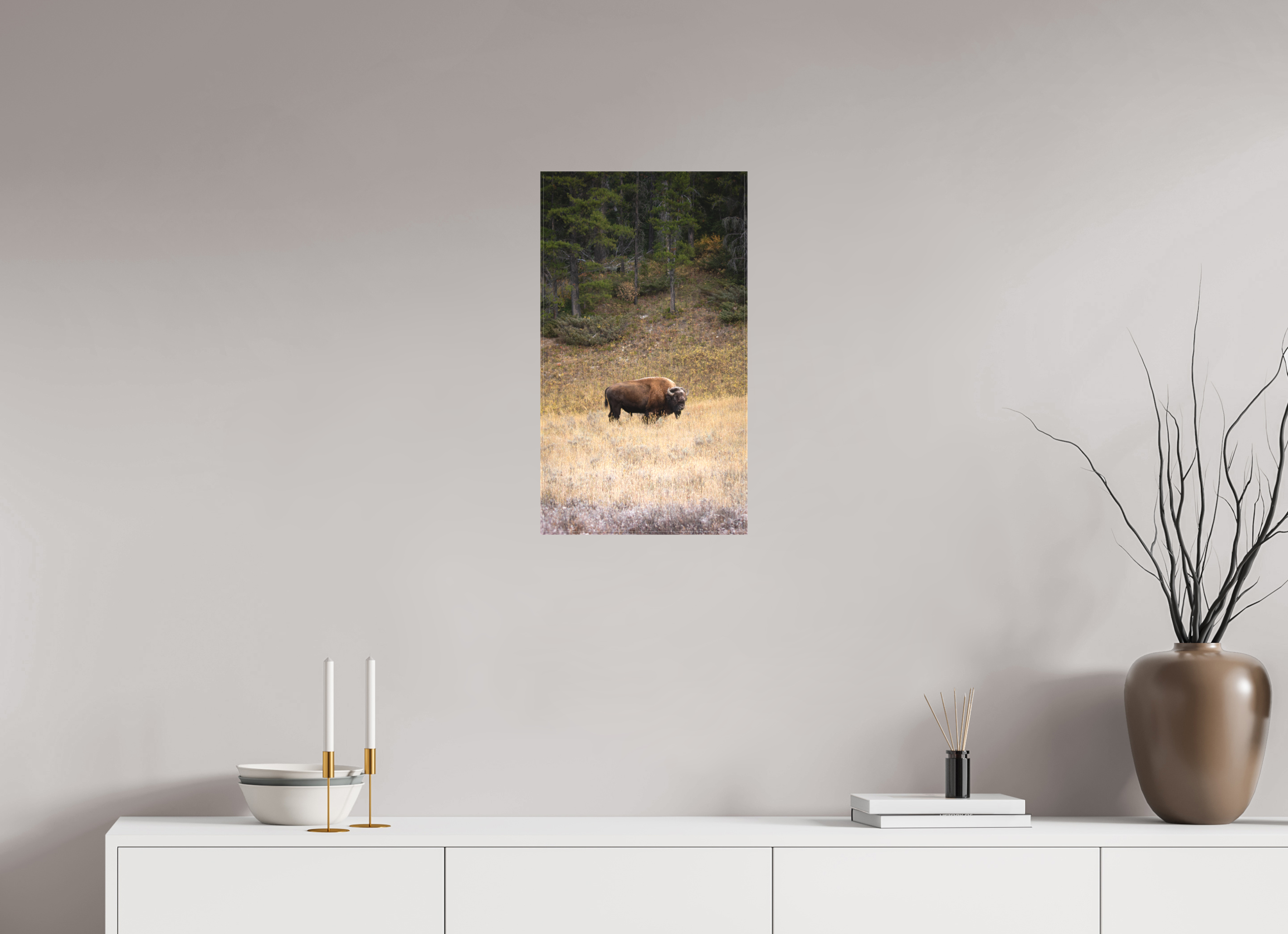 13.5 x 24″, Matte Canvas Stretcher Frosty Yellowstone Morning