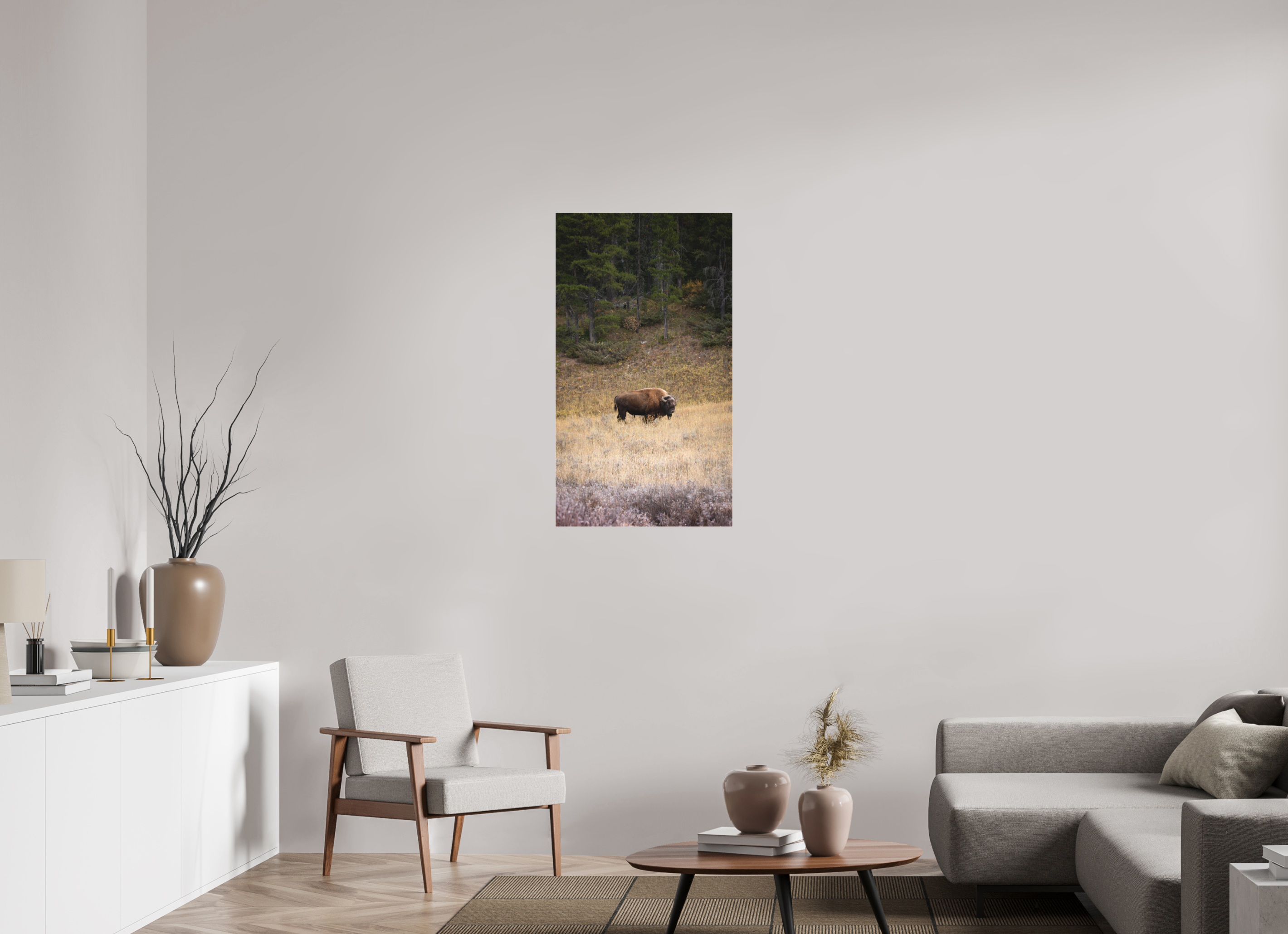 22.5 x 40″, Photo Print Under Matte Acrylic Glass Frosty Yellowstone Morning