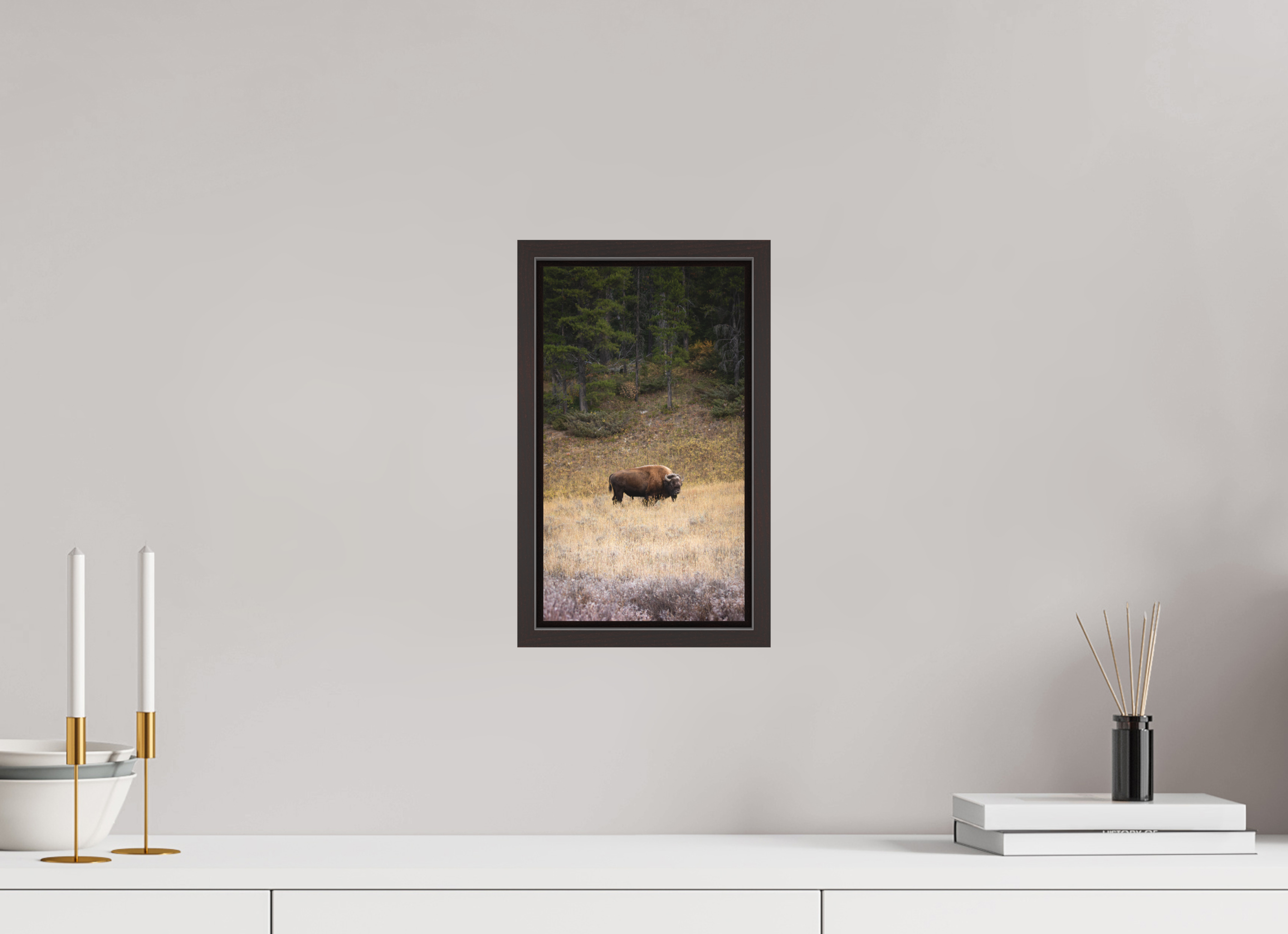 6.8 x 12″, Floater Frame Matte Frosty Yellowstone Morning