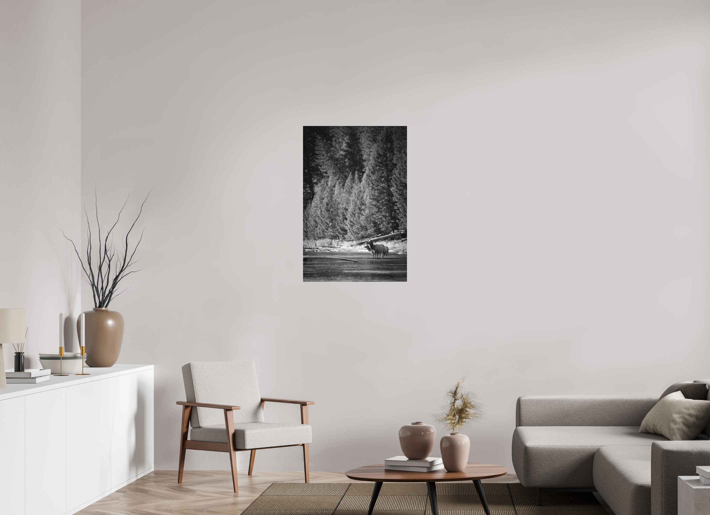 24 x 36″, B&W Photo Print Under Acrylic Glass River Refuge