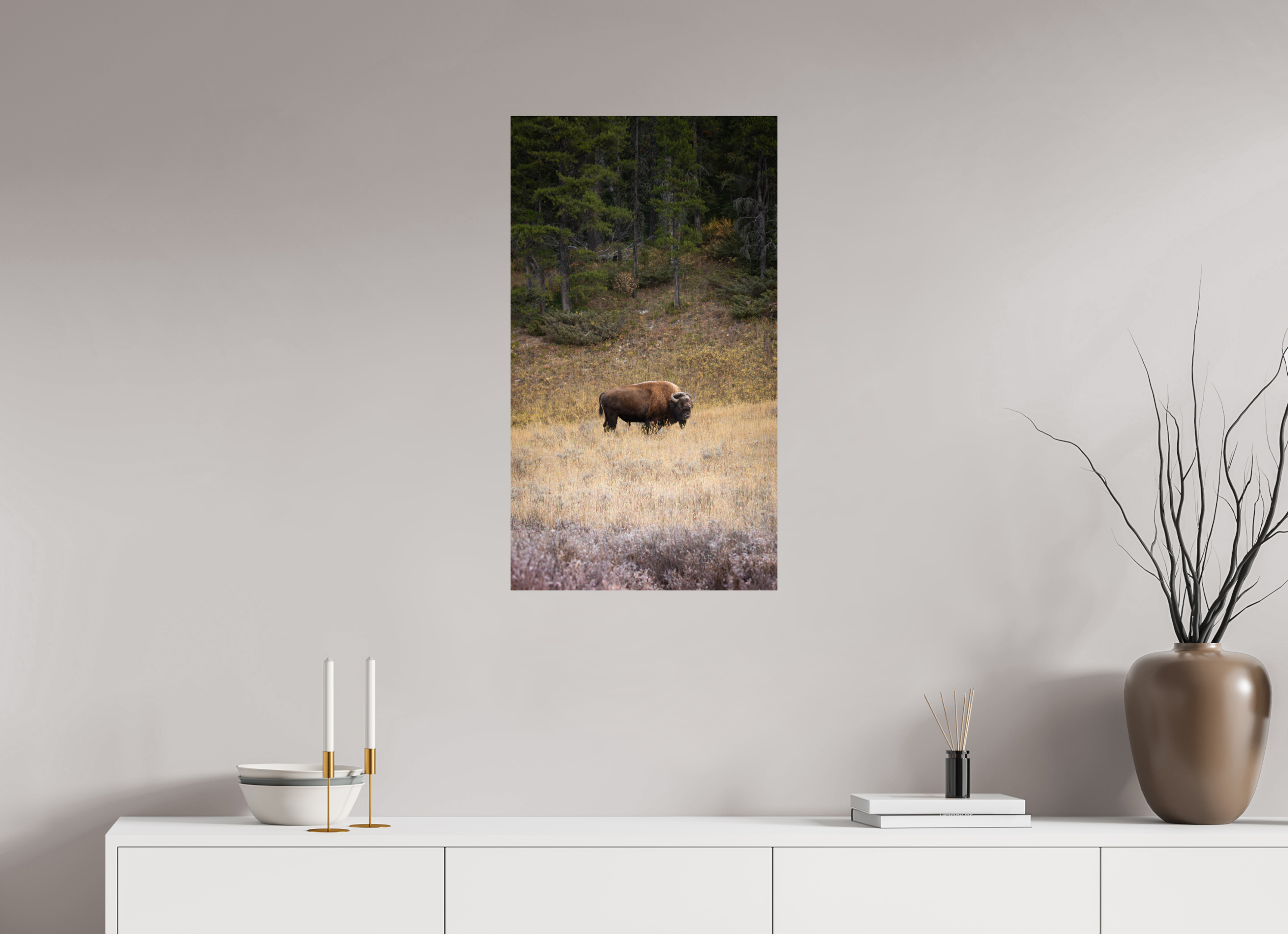 18 x 32″, Direct Print On Aluminum Color Frosty Yellowstone Morning